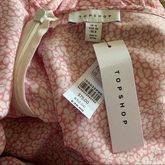 Top-shop NWT Floral Print Tiered Satin Prarie Slip Spring Summer Dress Size 8 - Picture 10 of 11